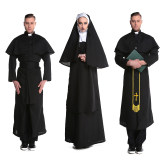 Couple Halloween Cosplay Nun Habit Priest Christian Missionary Catholic Costume SM89171