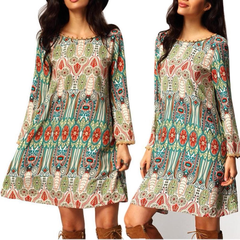 Beach Floral Print Boho Dress M30391b
