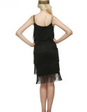 Sexy Sleeveless Straps Low Cut Tassel Mini Dress M30449