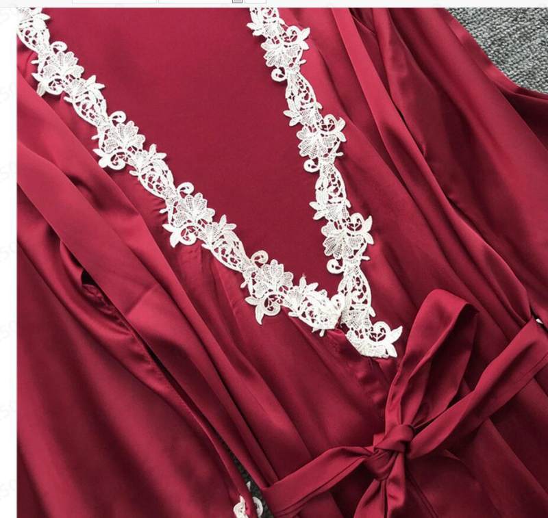 5pcs silk robe women sexy bride dressing gown bridesmaid robe bath Bridesmaid Satin Lace RobesM6059