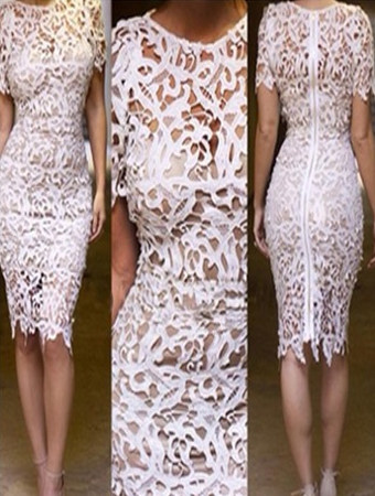 Sophisticated Short Sleeves Zipper Bandage Bodycon Dress M3826a