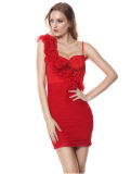 Red Elastic Bandage Mini Dress Sexy Party Wear S424465