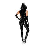 Tight Mirror PVC PU Patent Leather Bodysuit Pants Suit Devil Queen Jumpsuit 6853