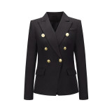 Short Suit Jacket Double Breasted Top Coat Solid Color Women Blazer H2013
