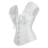 Black white elegant jacquard puff sleeve corset M1934