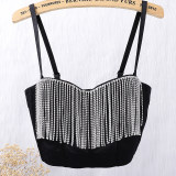 Tassel Drill Chain Shaping Short Style Backless Suspender Underwear 8045