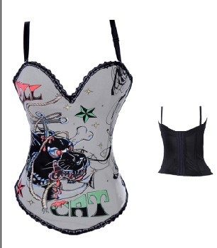 gray color sexy cotton straps corset  m1936A