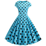 2022 Polka Dot Women Waist Temperament Swing Elegant Dress JY13654