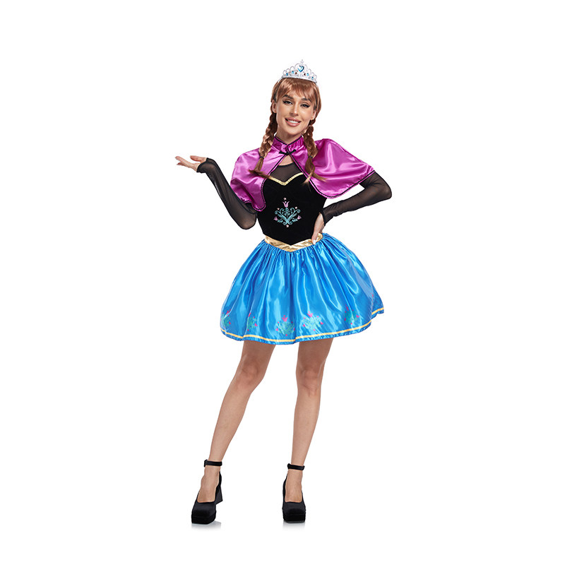 Cosplay Fairy Tale Frozen Movie Character Princess Anna Adult Short Costume DL2057
