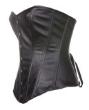 Blcak leather corset m7081b