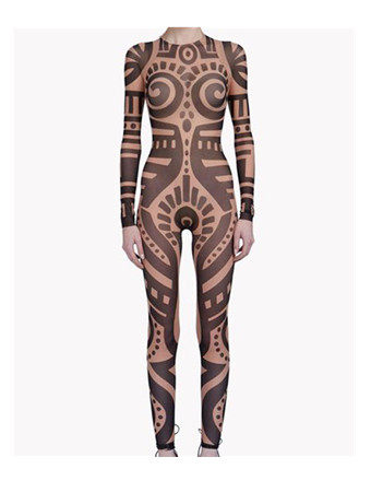 Printed High Collar Sexy One Piece Jumpsuit