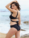 Black Coral Wrap Halter Top Bikini M5292c