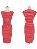 Adult Women Midi Stripe Pattern OL Tight Dress M30207