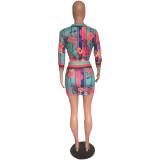 Ladies Floral Print Sexy Two Piece Set M9064