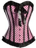 pink polka dot lace corset m1802c