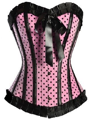 pink polka dot lace corset m1802c