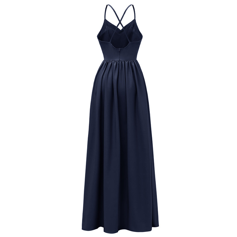 Sexy Backless Cross Slip Black Maxi Dresses Women Lady Elegant CD1686