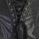 Faux Leather Sexy Fish Scale Printed Steampunk Corset Vest m1429
