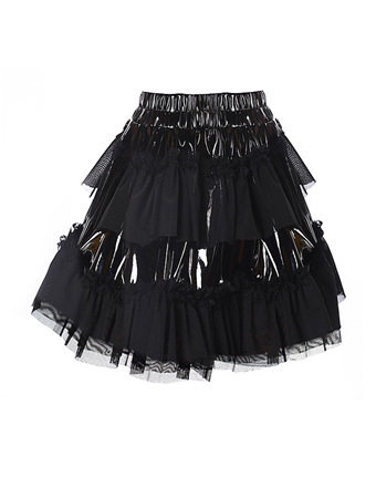 Cheap Women Leather Black Tutu Skirt Dress S027