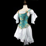 Retro Style Fan Shaped Corset Skirt U Collar Steel Bone Corset WK2297