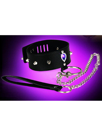 Sexy Luxury Stone Leather Collar Adults Tools MQ21