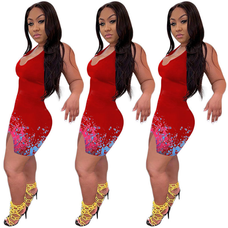 Club Mini Dress Printed Casual Sexy Bodycon Dress M063