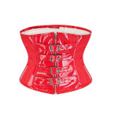 Black Red Wet Look Pu Leather Buckle-up Underbust Corset M22068