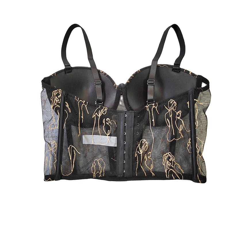 Suspenders Perspective Suit Sexy Spice Girl Top Support Gather Fish Bone Bustier KN8128