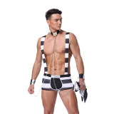 Prison Uniform Outfit Striped Men Costume Sexy Lingerie Vendor 20196
