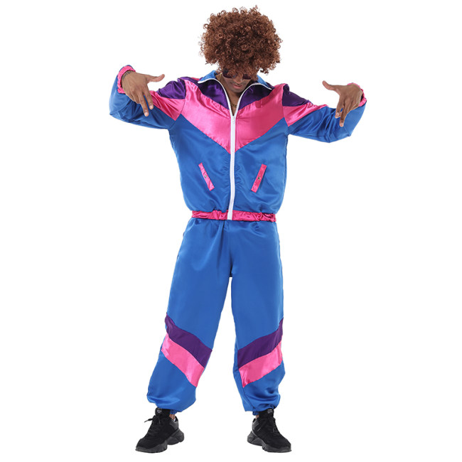 Retro 80's Disco Costumes Hippie Adult Dance Movement Hip Hop Clothes S5573