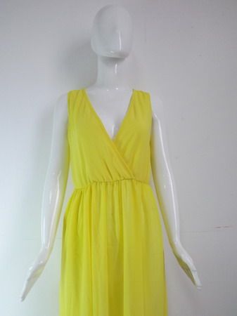 Sexy Yellow Maxi Evening Dress M3991