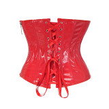 Steampunk Black PU Underbust Corset with Side Zipper Gothic Bustiers M22066