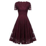 V-neck Midlength Lace Wedding Party With A Full Swing Dinner Dress CD1784