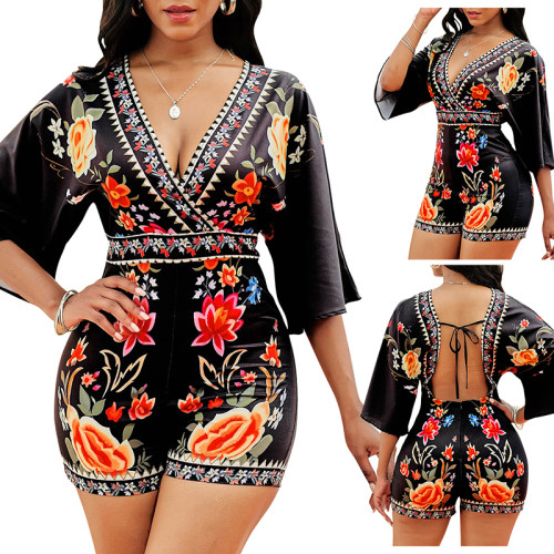 trending for women short black one piece jumpsuit M30125