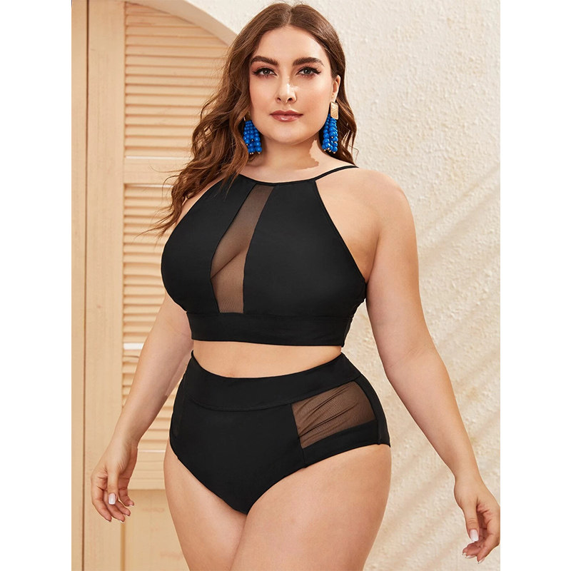 Backless Mesh Hollow Out Mini Bikini Sexy Fat Women Swimsuits 20171