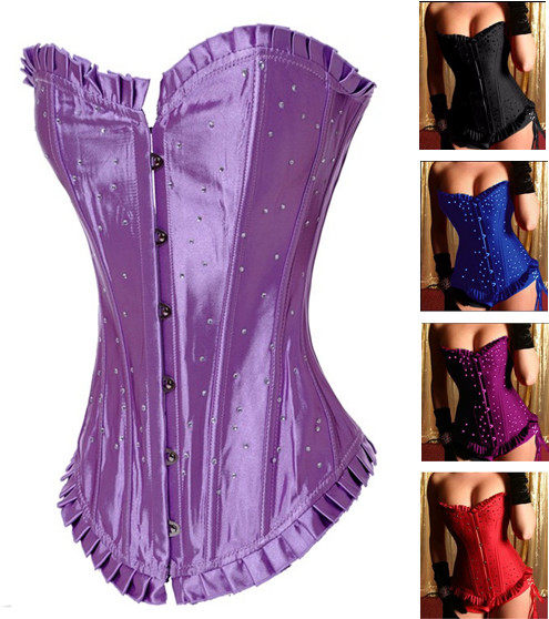 Blue Satin Overbust Corset M1595
