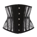 Women Sexy Lace Mesh Breathable Steel Boned Slimming Belt Waist Trainer Corset MS1525