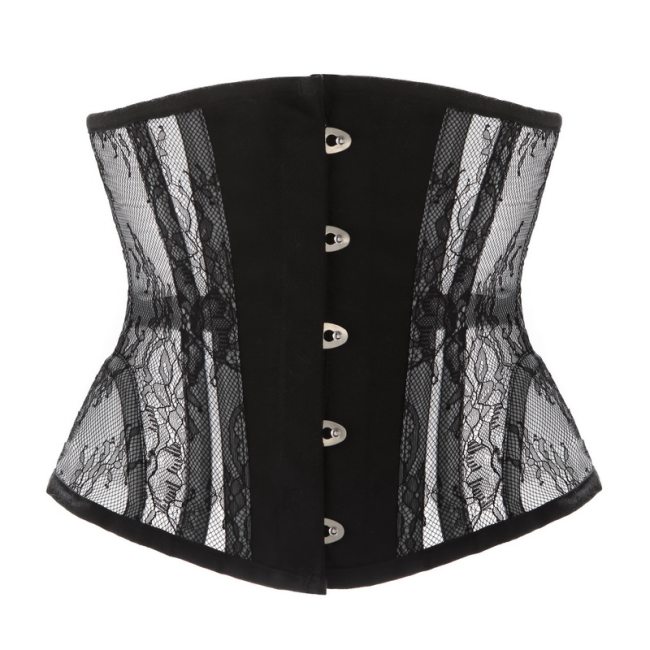 Women Sexy Lace Mesh Breathable Steel Boned Slimming Belt Waist Trainer Corset MS1525
