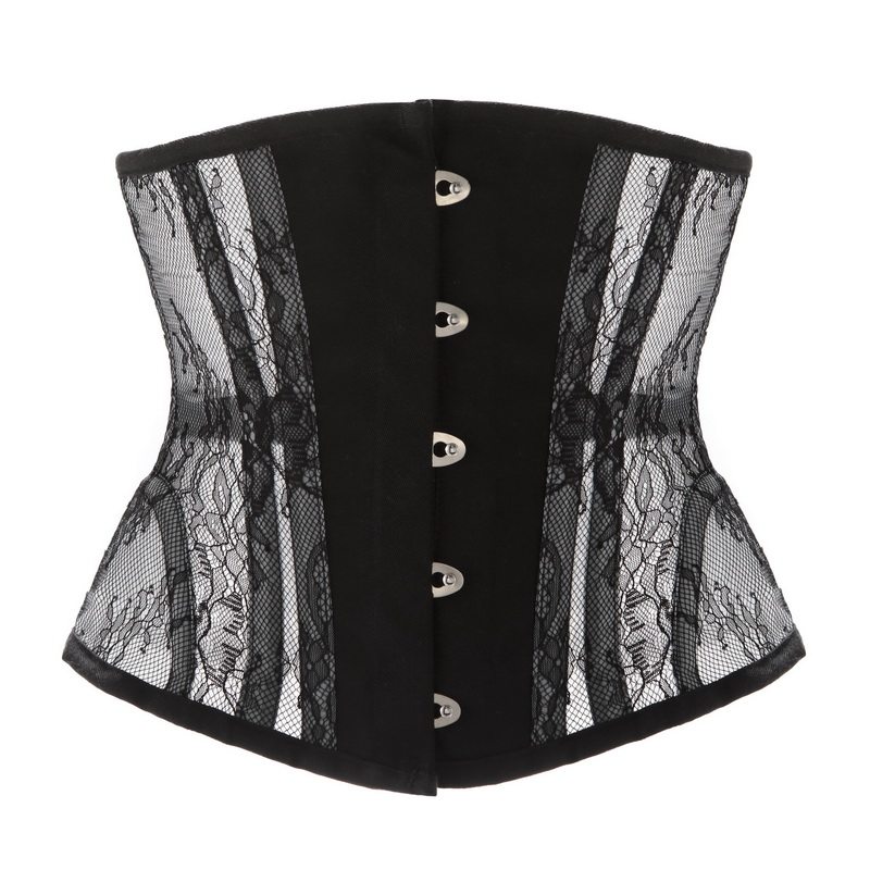 Women Sexy Lace Mesh Breathable Steel Boned Slimming Belt Waist Trainer Corset MS1525