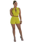 New sexy ladies candy color sleeveless one-piece jumpsuit with belt