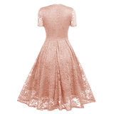 V-neck Midlength Lace Wedding Party With A Full Swing Dinner Dress CD1784