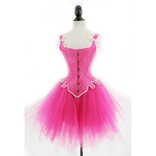 Vintage Pink Brocade Embroidered Bow Tie Corset Dress Shaping Corset WK2274