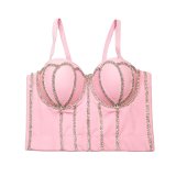 Bright Drill Tight Wrap Chest Suspender Inner Take Top Nail Bead Corset KN8185