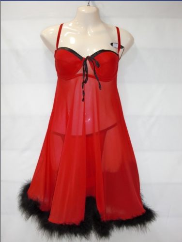 red silk babydoll m3423