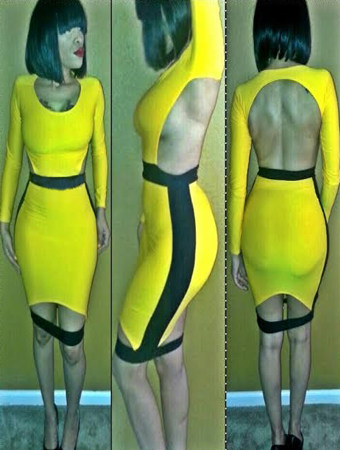 Hollow Out Bodycon Midi Dress M3838