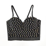 Pearl Suspender Short Shaped Top Nailed Beaded Colored Diamond Corset KN8156