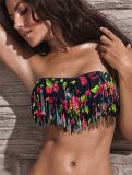Black Flower Tassels Strapless Bikini Bra M5291b