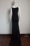 Fashion Top Style Black Long Evening Dress M3993