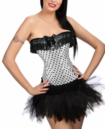 sexy white polka dot corset with bubble skirt m1808c