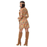 Vintage Women's Fringe Brown Cosplay Costume Full Hippie Disco Suits Costume MS1766